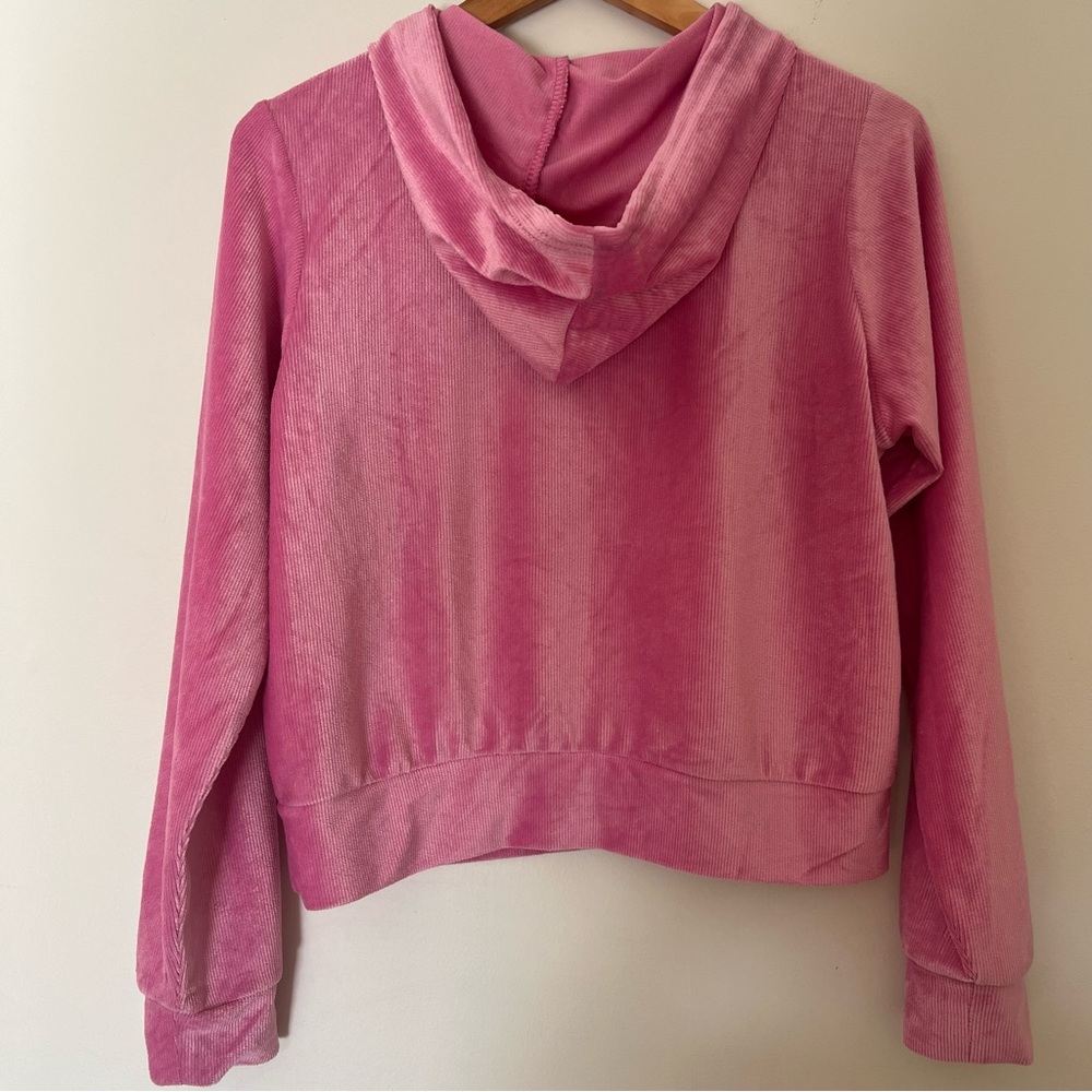 Juicy Couture Pink Ribbed Velour Y2K Bling Hoodie Size Medium - Picture 7 of 7